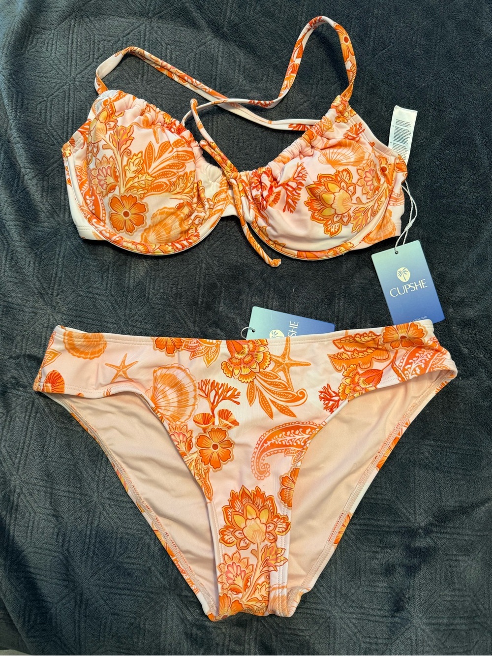 Cupshe Golden Blossom Floral Bikini Set